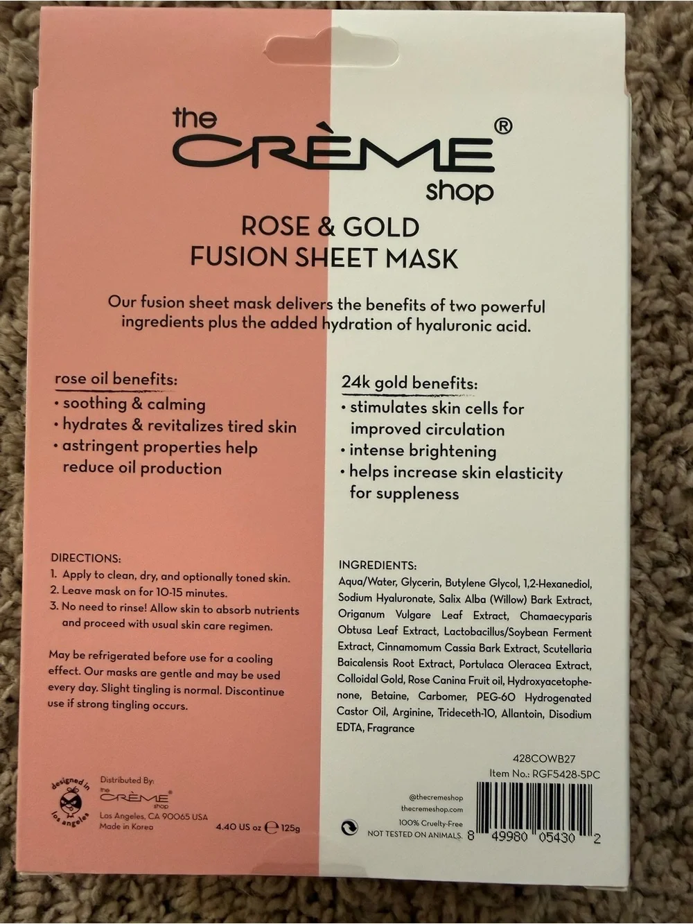 the CRÈME shop Rose & Gold Fusion Sheet Mask - Rose/Gold (5 Piece Set)
